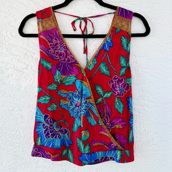 Anthropologie Tiny Rain Scarf Wrap Tank Top Floral Lace Small - Picture 2 of 10